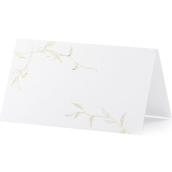 Wizytówki na stół - Gałązki, złoty, 9,5x5,5cm (1 op. / 10 szt.)