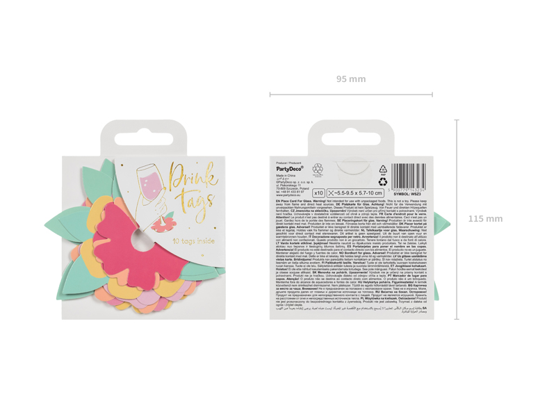 Znaczniki na kieliszki Kwiaty, mix, 5.5-9.5x5.7-10cm (1 op. / 10 szt.) - obrazek 8