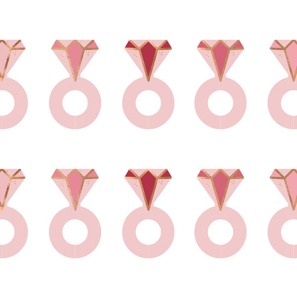 Znaczniki na kieliszki Pierścionki, 4x6.5 cm, mix (1 op. / 10 szt.)