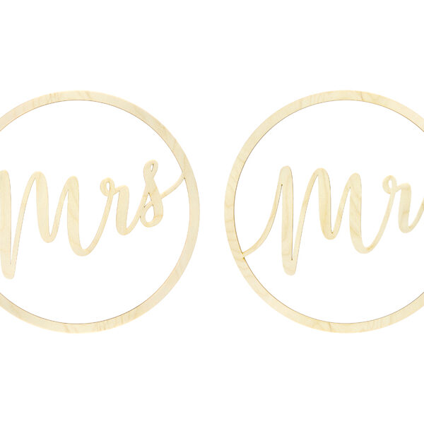 Zawieszki dekoracyjne Mr Mrs, 38cm (1 op. / 2 szt.)